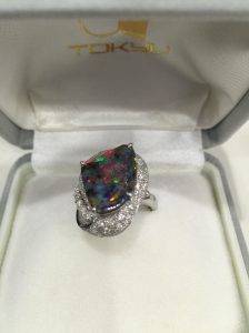 オパール ダイヤモンド プラチナリング