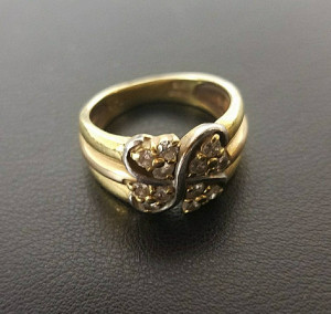 K18 Pt900 コンビ リング　メレダイヤ付き