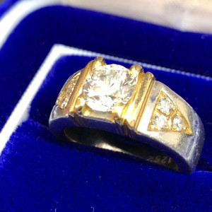 K18/Pt900コンビダイヤモンドリング1.252ct