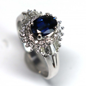 Pt900 メレダイヤ サファイアリング