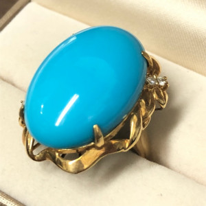 K18トルコ石付きリング