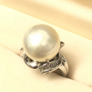 Pt900パールメレダイヤ付きリング