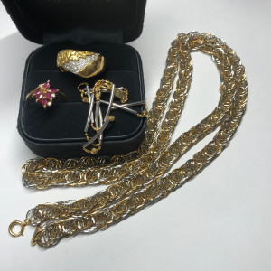 ｋ18ダイヤリング/ｋ18ｐｔ850ハーフブレス・ネックレス/ｋ14ルビーリング