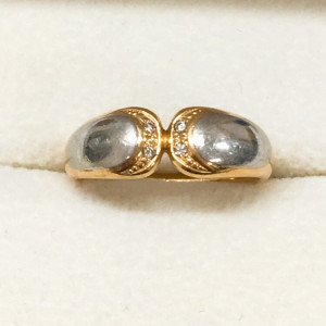 K18/Pt900 メレダイヤ付き リング 0.02ct