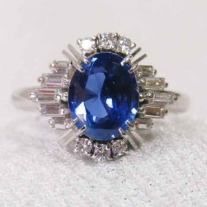 Pt900 4.43ct スリランカ産 サファイア ダイヤモンド リング