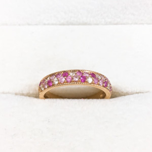 K18 メレダイヤ ルビー付 リング 0.45ct