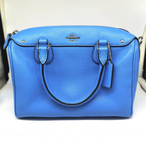 COACH ペプルド レザー ベレット ミニ サッチェル コーチ バッグ 鞄 カバン レディース ブルー 青