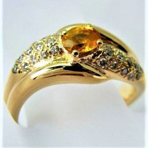 Golden Sapphire Ring ゴールデンサファイヤ リング 1.23ct 0.24ct 美品 レディース  ファッション カラーストーン 色石 貴金属