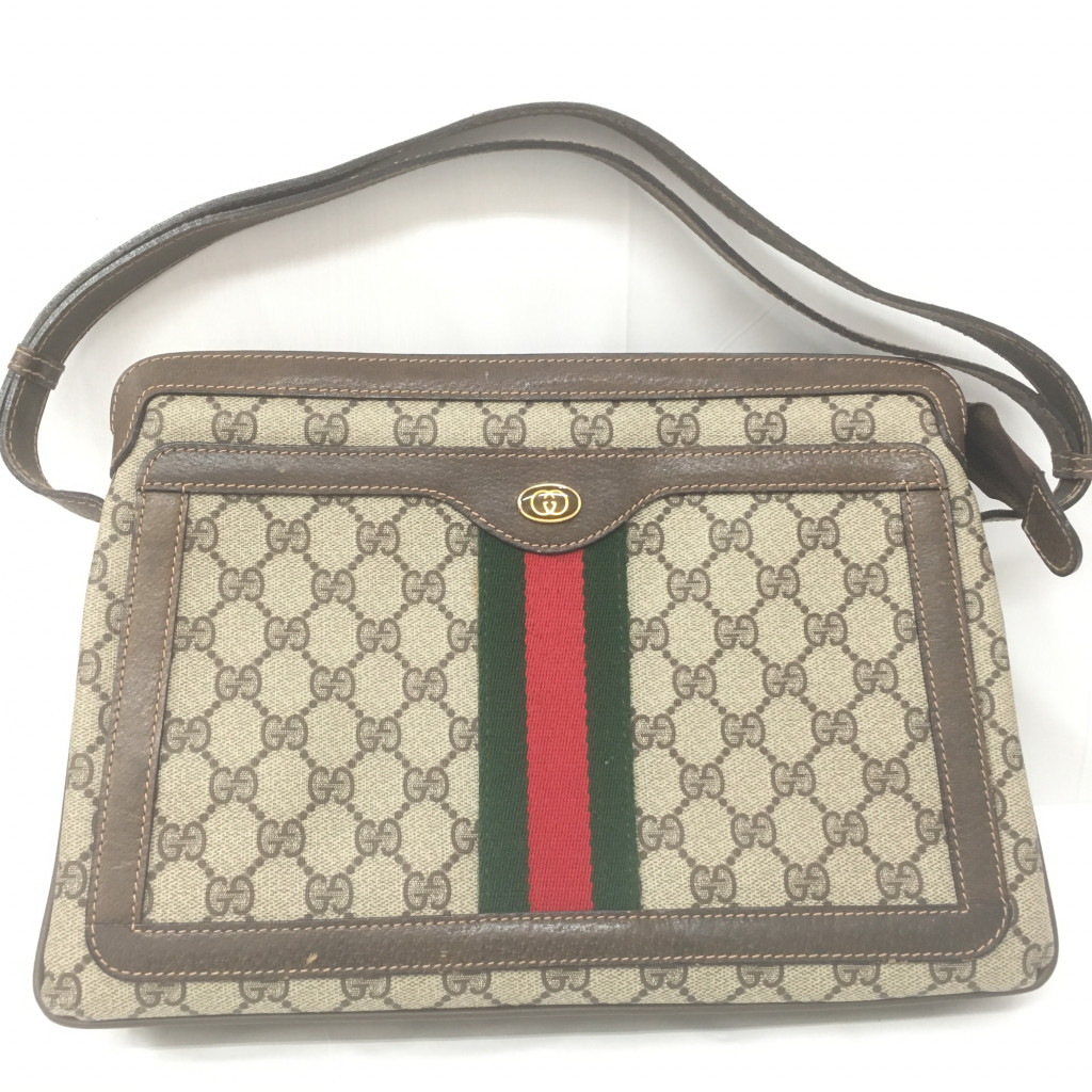 シニアファッション 美品 オールド グッチ GUCCI シェリーライン ショルダーバッグ GG ショルダー レディース