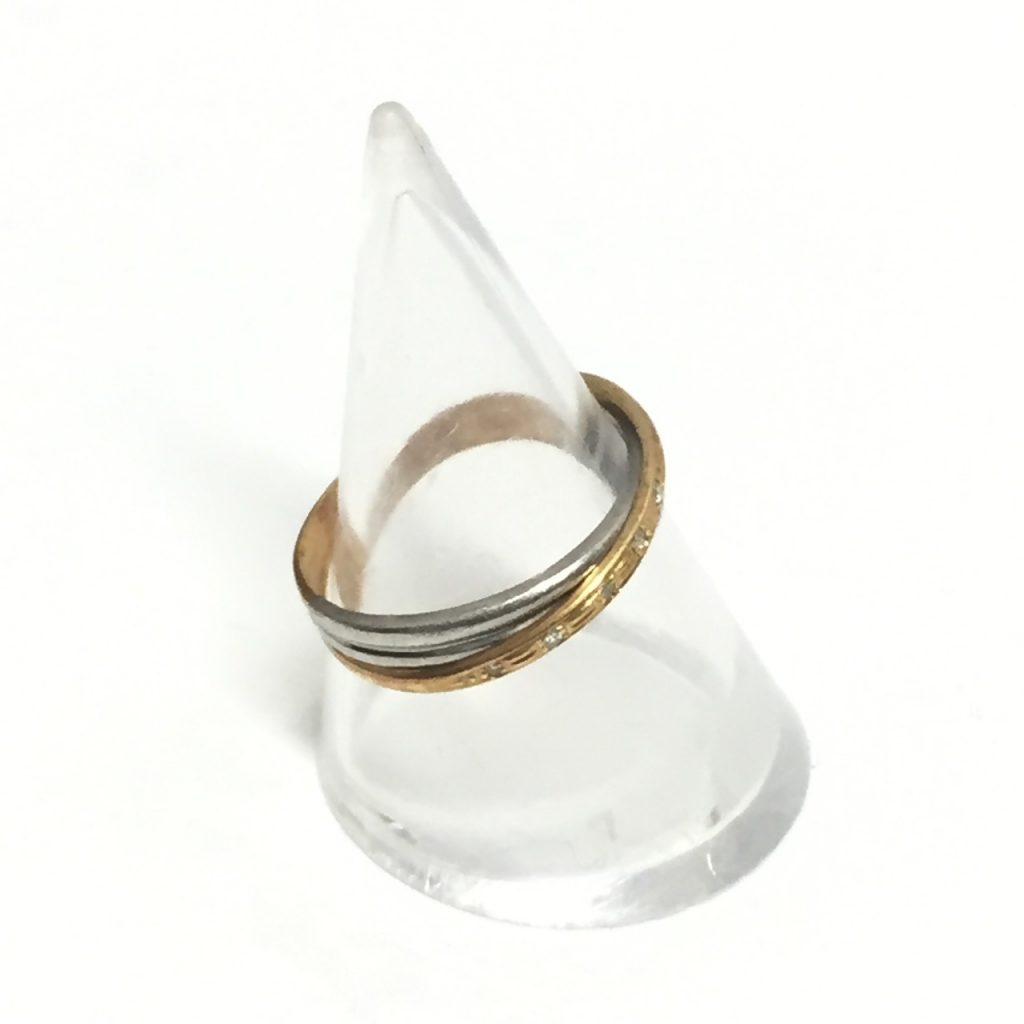 K18Pt900金とプラチナのコンビメレダイヤモンド付きの指輪の買取実績