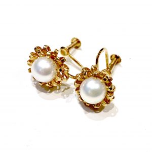 K18 パール付きイヤリング