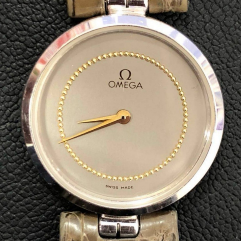 OMEGA クオーツ時計 稼働品 純正ベルト オメガ 18K 750 サファイア