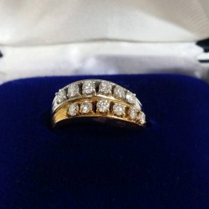 Pt900/K18コンビ ダイヤ付きリング