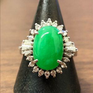 Pt900 5.24ct 1.89ct 翡翠 メレダイヤ リング