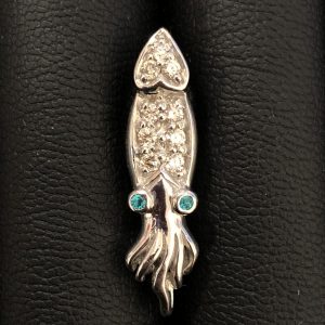 k18WG 0.15ct 0.36ct パライバトルマリン イカ ブローチ