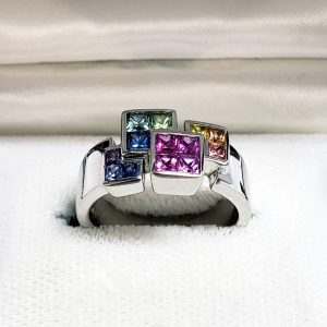 K18WG サファイア付リング