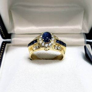 K18 サファイア メレダイヤ付リング
