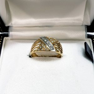 K18/Pt900 メレダイヤ付リング