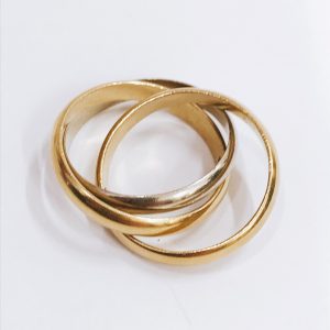 K18/Pt900 コンビ3連リング