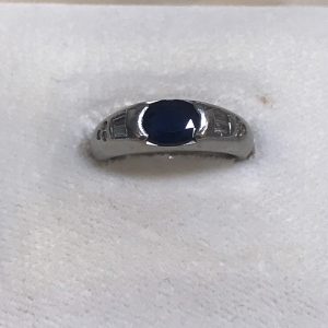 Pt900 サファイア メレダイヤ付 リング