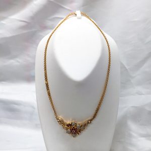 K18 ルビー メレダイヤ付き ネックレス