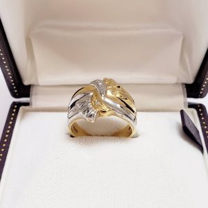 金／プラチナ　ハーフコンビ　リング