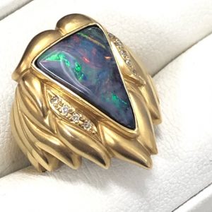 K18リング3.68ctブラックオパール付き