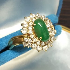 K18リング翡翠メレダイヤモンド指輪