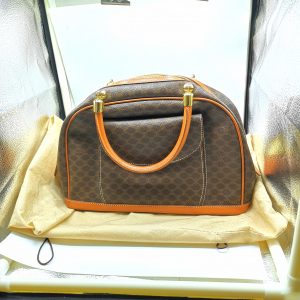 CELINE セリーヌ レディース 保存袋付 マカダム柄 レザー ハンドバッグ