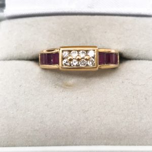 K18 ルビー メレダイヤ付 リング