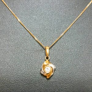 K18 Pt850 0.10Ct ダイヤ付ネックレス