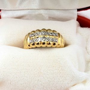 K18/Pt850 メレダイヤ付リング