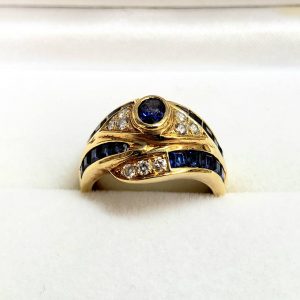 K18 サファイア メレダイヤ リング