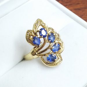 K18指輪サファイアメレダイヤ付きリング