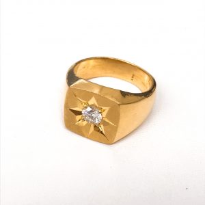 K24 ダイヤモンド付 印台リング