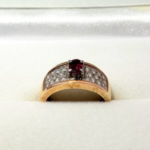 K18 ルビー メレダイヤ付リング