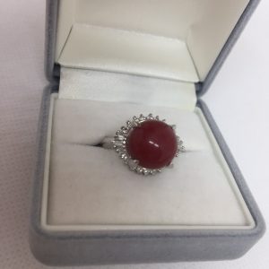 K18血赤珊瑚付きリング