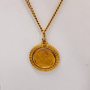 K24メイプルリーフ金貨付 K18ネックレス