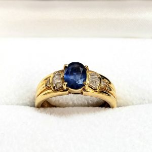 K18 サファイア メレダイヤ付リング