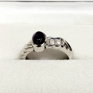 Pt950 メレダイヤ・サファイア付リング