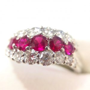 K18WG 1.10ct ダイヤ 0.99ct ルビーリング