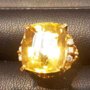 K18　シトリン　メレ付きリング