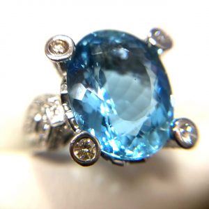 アクアマリン12.42ct ダイヤモンド1.16ct プラチナリング