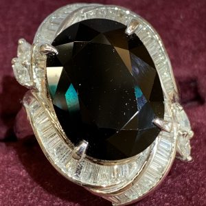 Pt900 サファイア（11.16ct）メレダイヤ（1.15ctr）リング