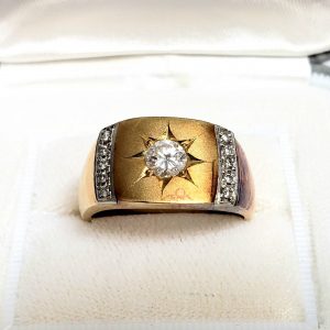 K18/Pt900　ダイヤモンド付リング