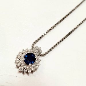 Pt900/Pt850 サファイア メレダイヤ付き ネックレス さすがや上越店