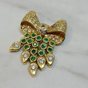 K18 エメラルド(0.46ct) メレダイヤ(0.35ct)ペンダントトップ