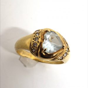 K18アクアマリン1ct付きリング