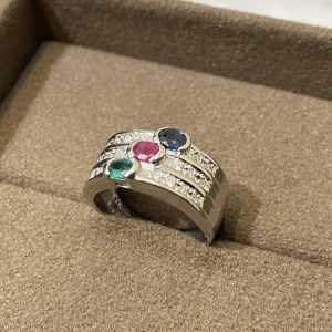 Pt850 メレダイヤ/ルビー/エメラルド/サファイアリング