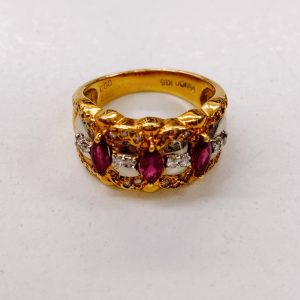 K18/Pt900 ルビー付リング　